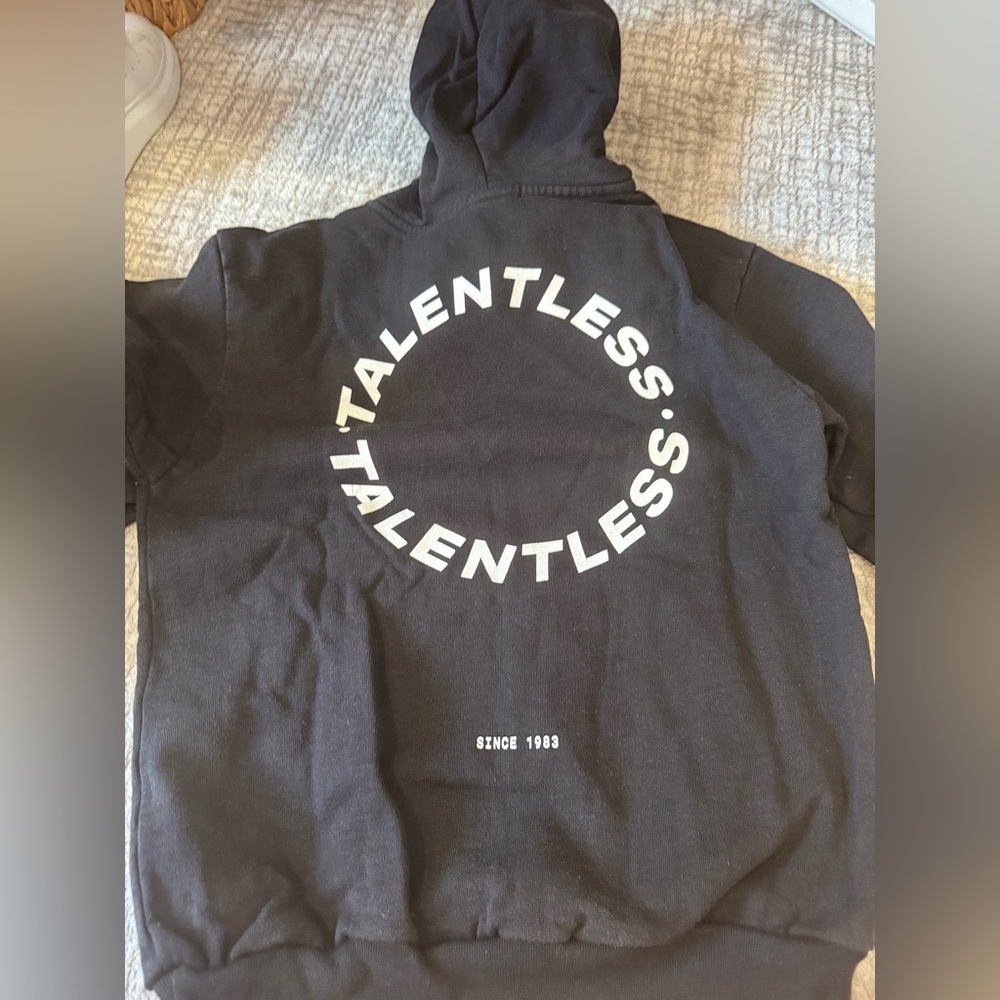 TALENTLESS Black Hoodie with White Logo